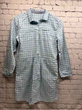 Vineyard Vines girls Blue and Mint Gingham Shirt dress size 16